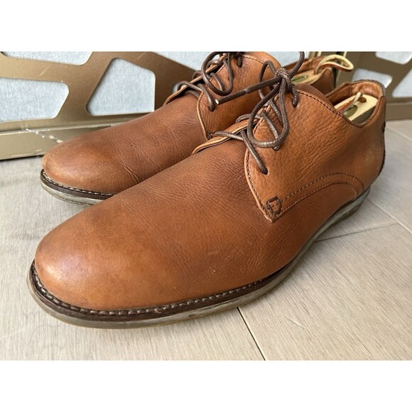 De La Rentis Men Oxford Derby Leather Brown Shoes Sz 10 M - Picture 2 of 13